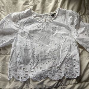 American Eagle Outfitters White Floral Eyelet Blouse